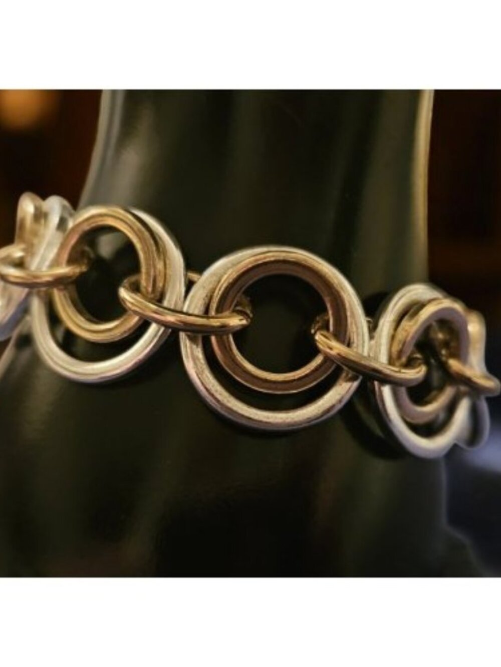 Vintage Gold and Silvertone Geometric Rings Bracelet